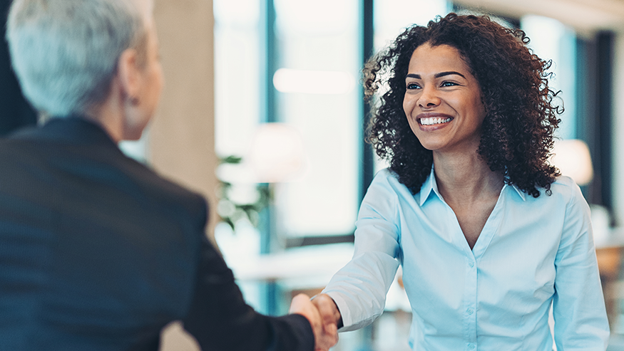 Employee shaking hand